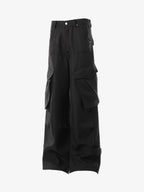 Multi-Pocket Textured Fabric Flared Pants