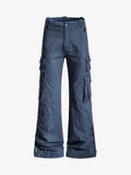 Vintage Washed Multi-Pocket Adjustable Strap Flare Cargo Pants