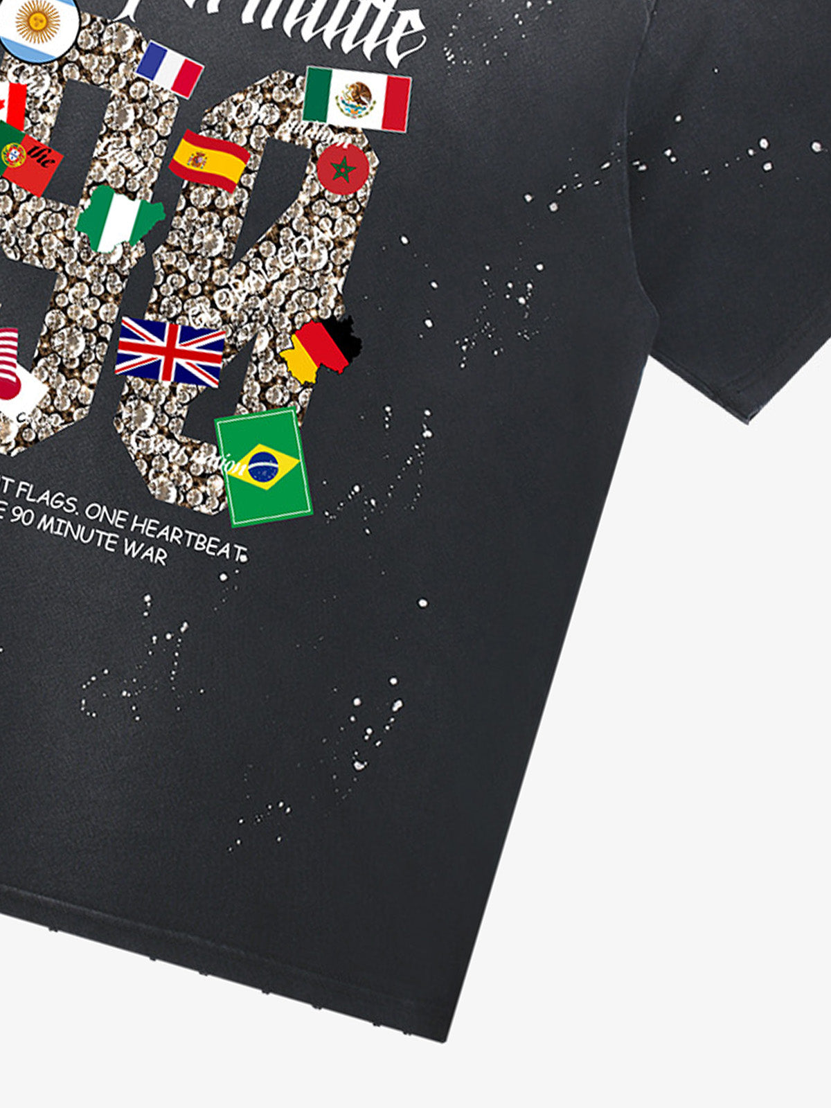 Washed 90 Flags Soccer Graphic T-Shirt