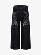 Star Rhinestone Embellished Baggy Jeans