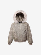 Washed Patchwork Contrast Bomber Jacket
