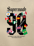 Washed 90 Flags Soccer Graphic T-Shirt