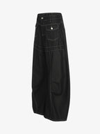 Contrast Stitch High-Waist Wide-Leg Barrel Jeans