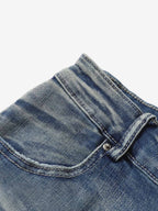 Washed Panel Seam Flare Jeans