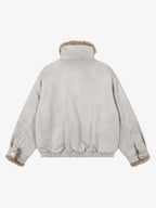 Vintage Suede Faux Fur Lined Aviator Bomber Jacket