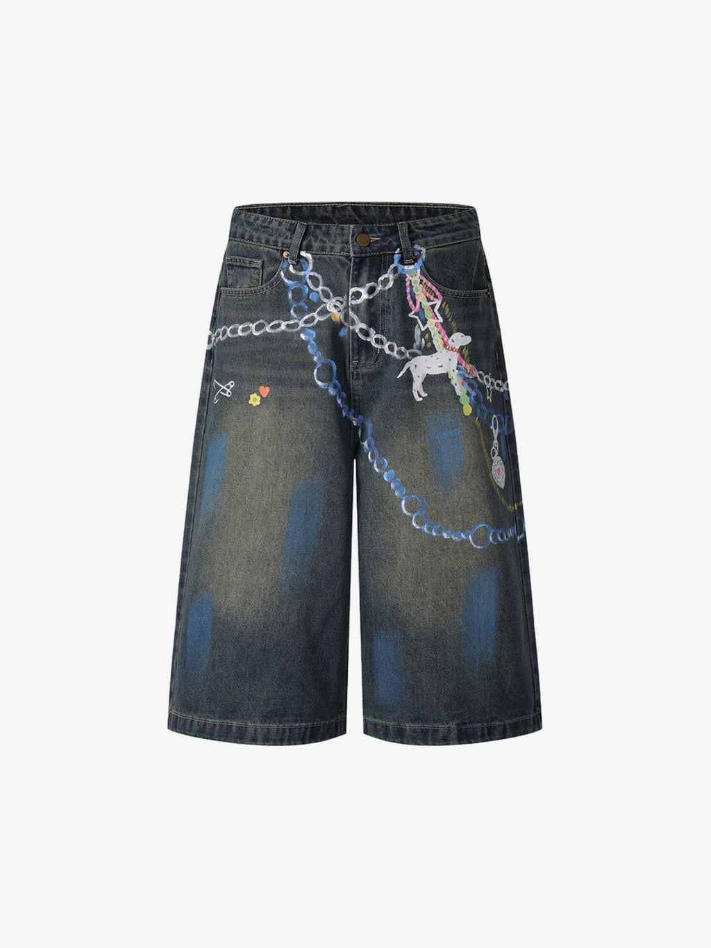 Street Painting Graffiti Denim Jorts - 2476