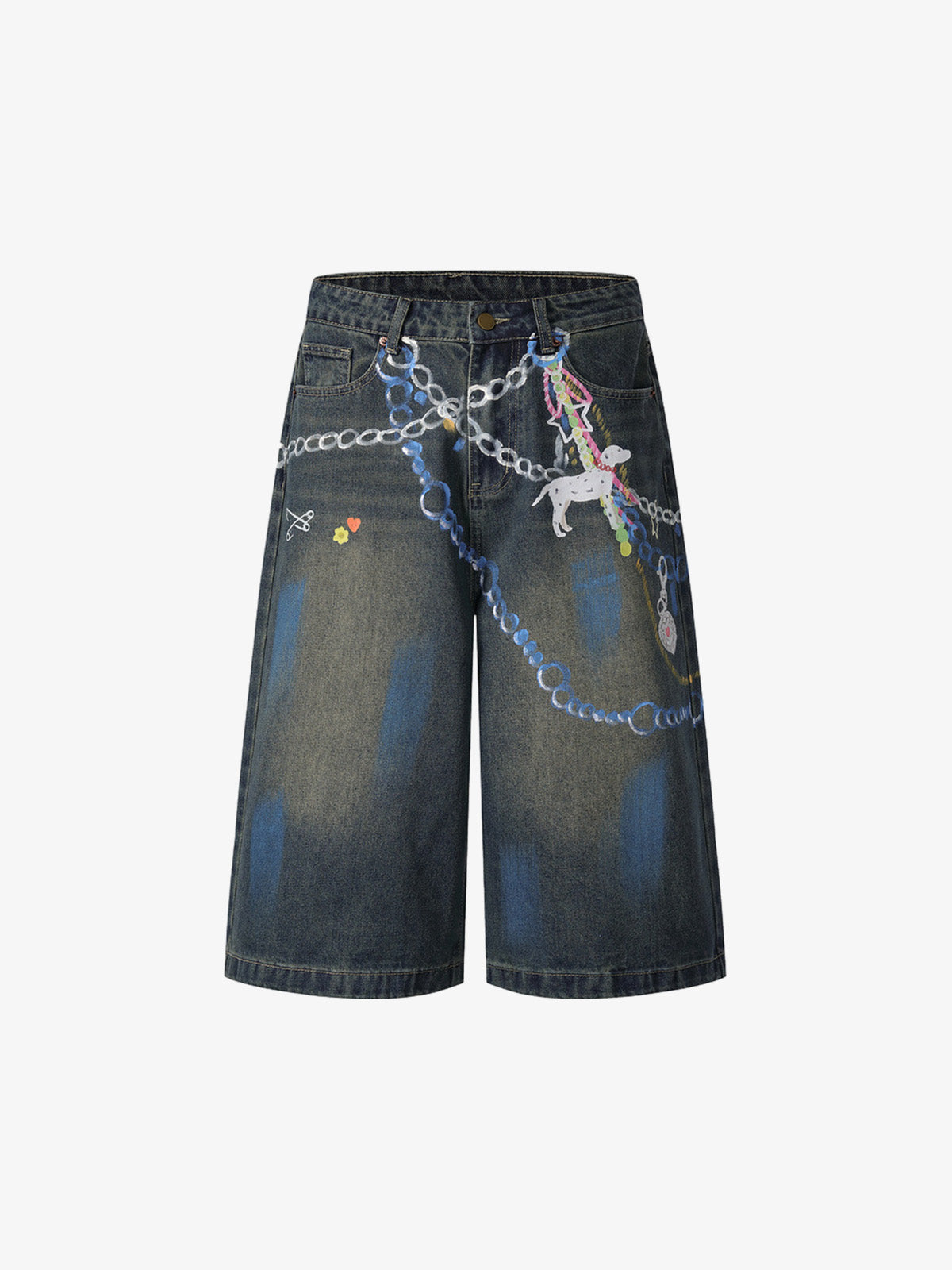 Street Painting Graffiti Denim Jorts - 2476