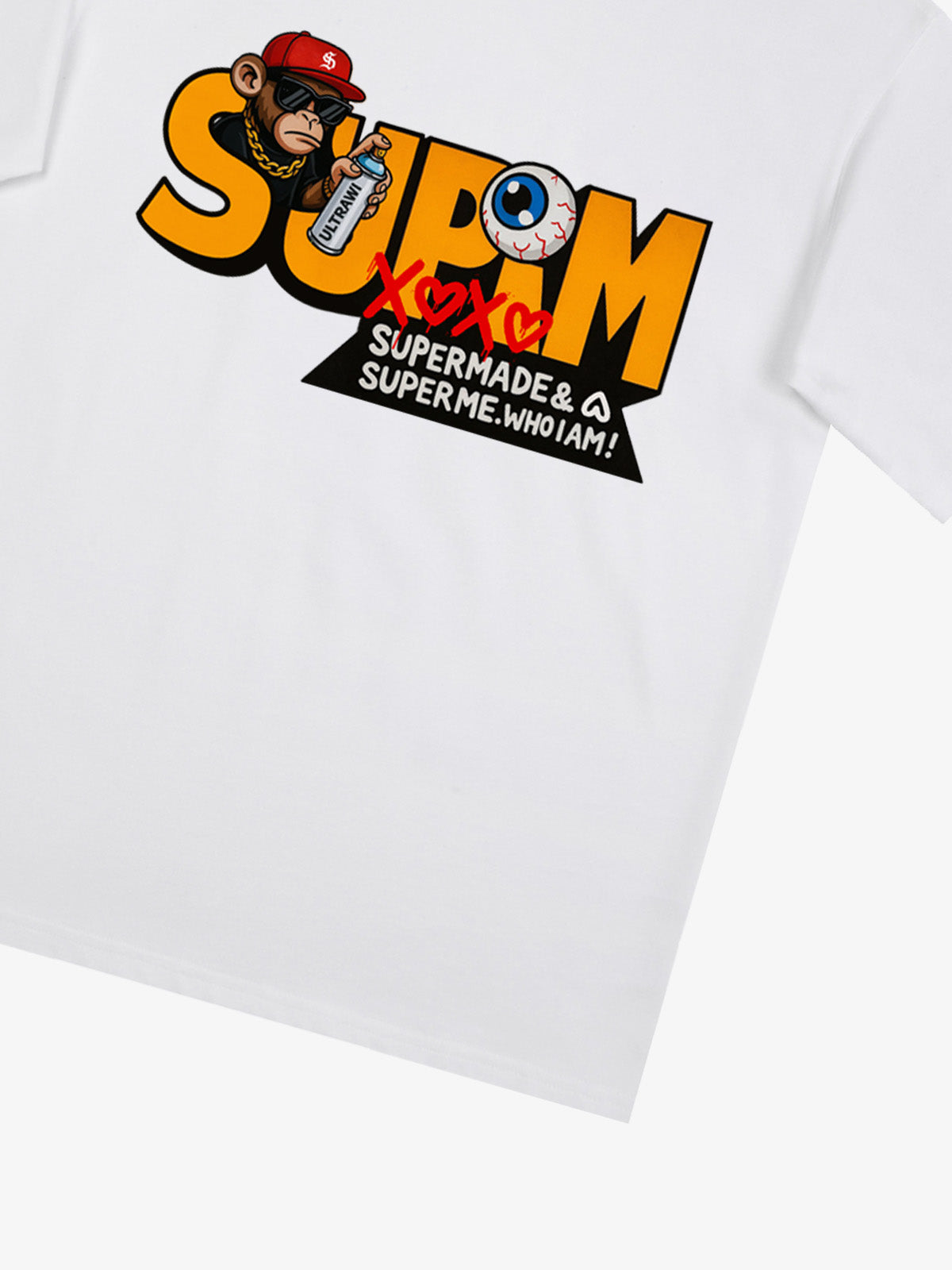 SUPM Trendy Hip-Hop Monkey Graffiti Font T-Shirt