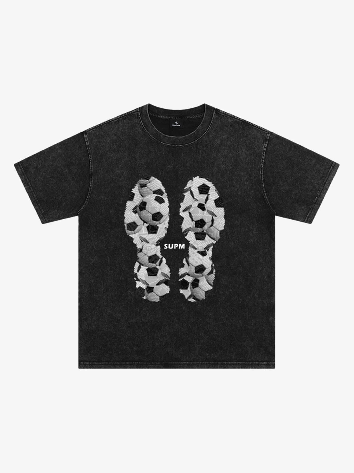 Soccer Ball Footprint Graphic T-Shirt