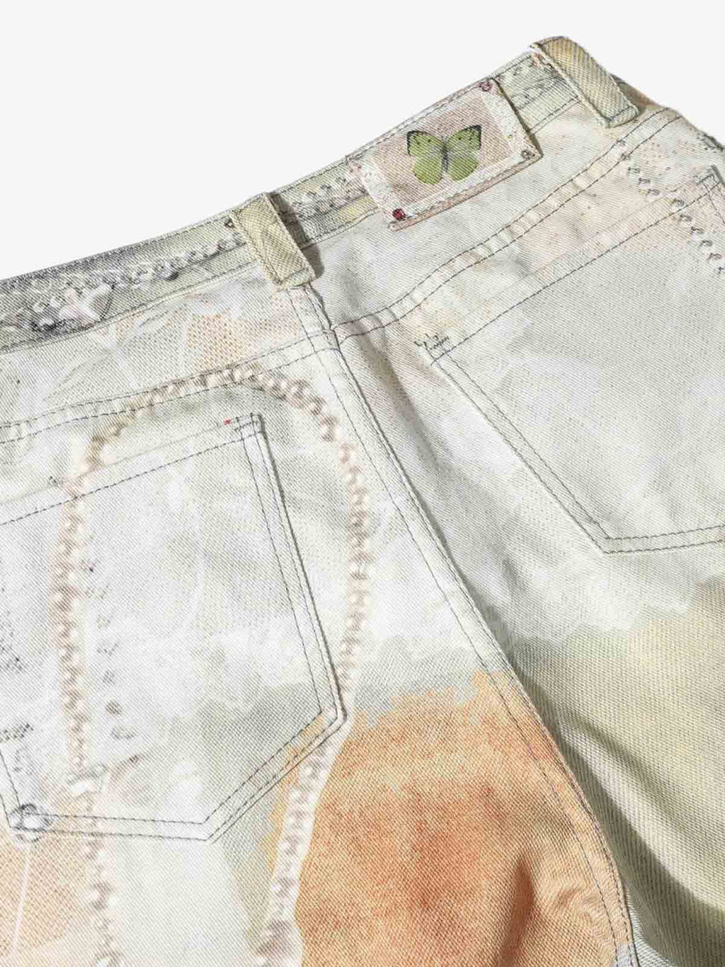Street Tie-Dye Distressed Chain Detail 3D Printed Jeans