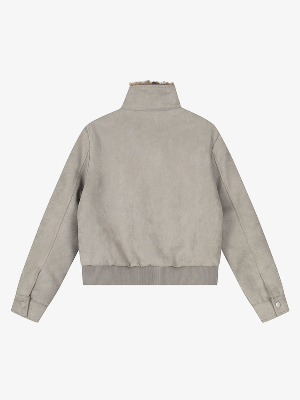 Vintage Suede Faux Fur Lined Buckle Bomber Jacket