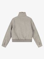 Vintage Suede Faux Fur Lined Buckle Bomber Jacket