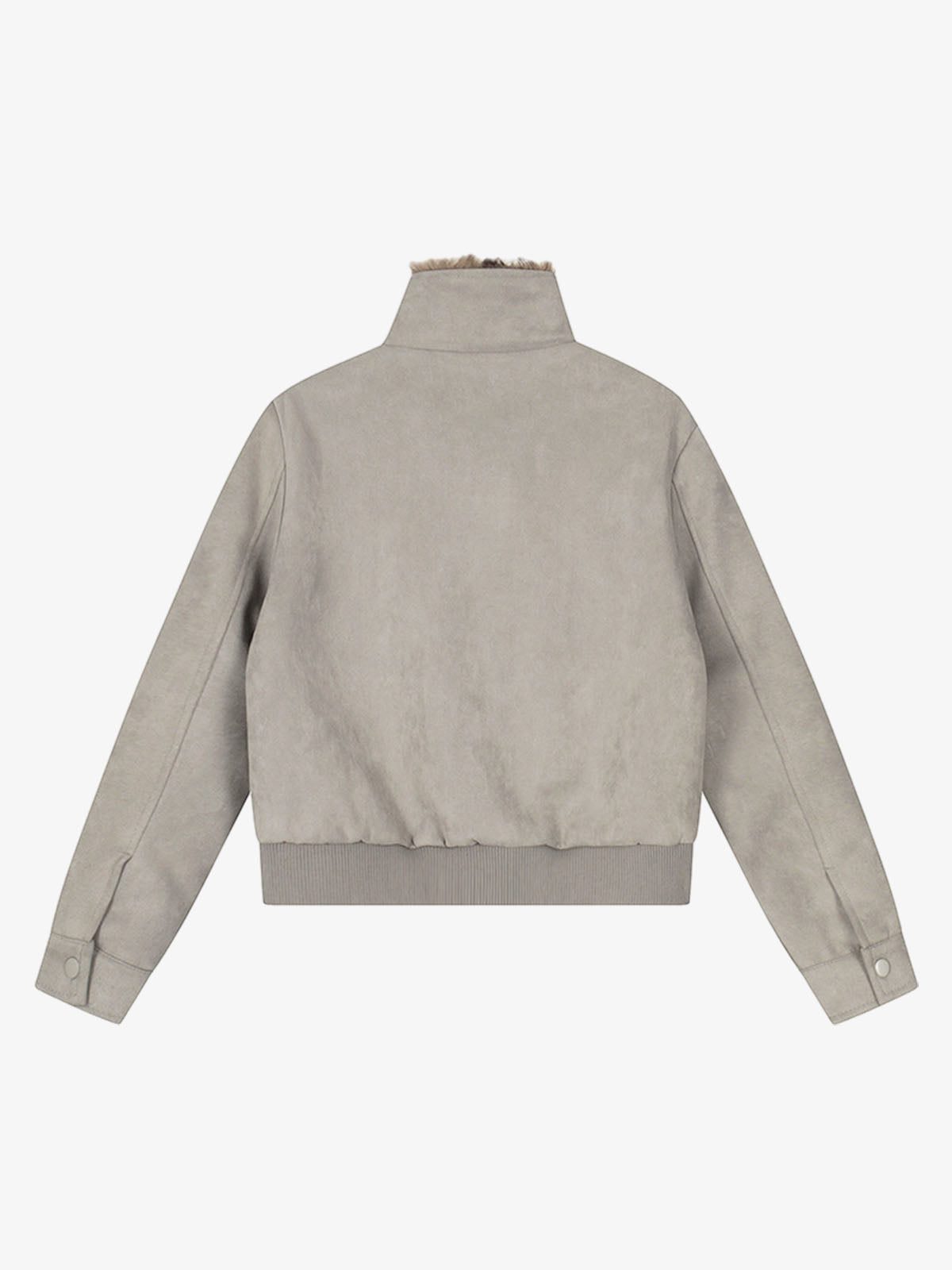 Vintage Suede Faux Fur Lined Buckle Bomber Jacket