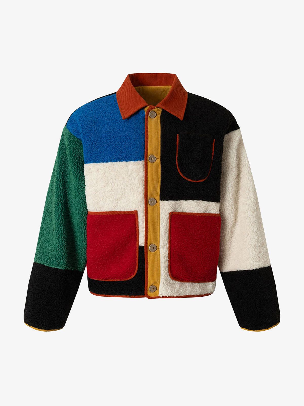 Vintage Geometric Colorful Patchwork Jacket - 2589