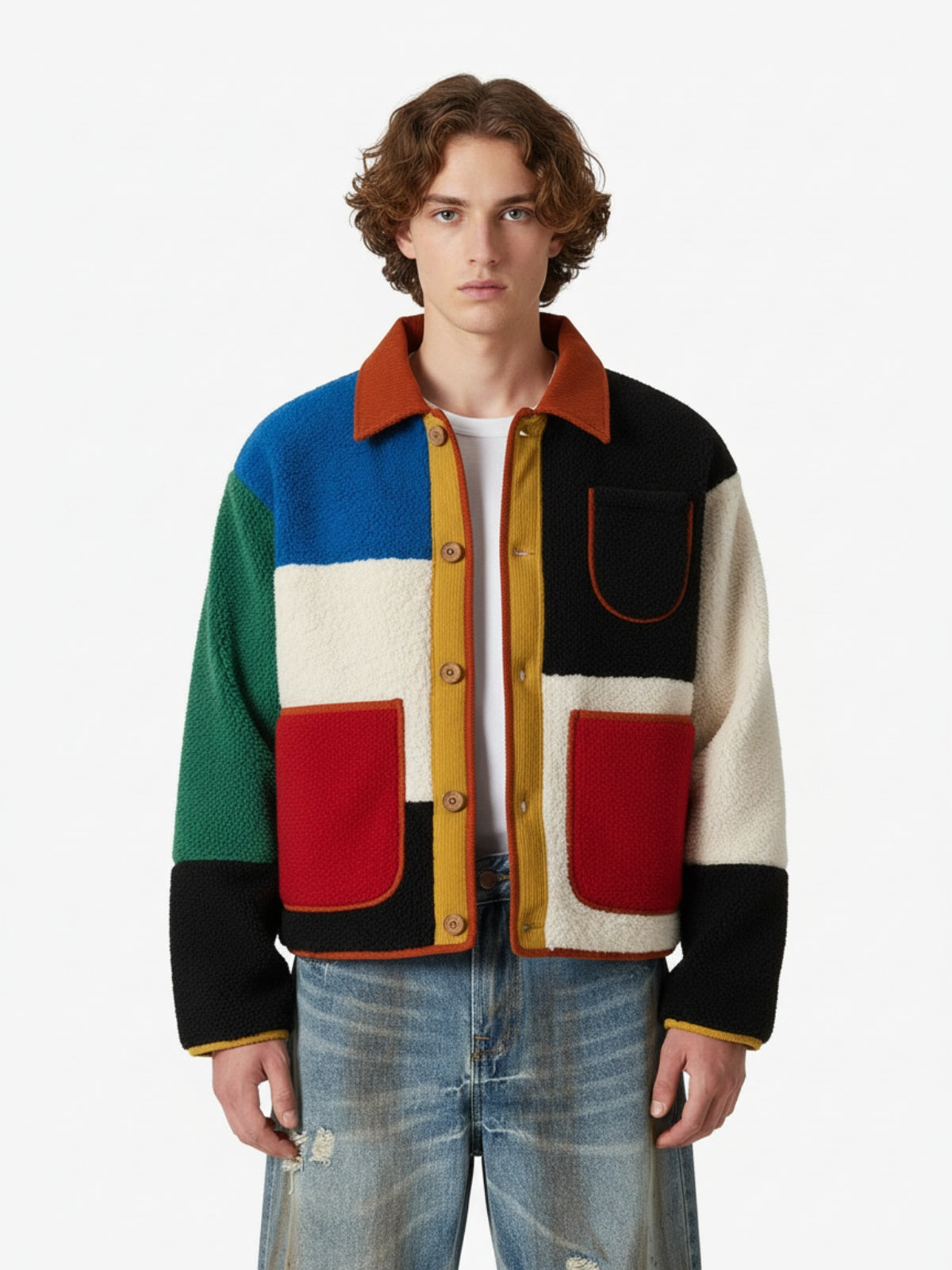 Vintage Geometric Colorful Patchwork Jacket - 2589