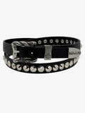 Gothic Cross Studded PU Leather Belt with Alloy Buckle