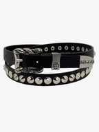 Gothic Cross Studded PU Leather Belt with Alloy Buckle