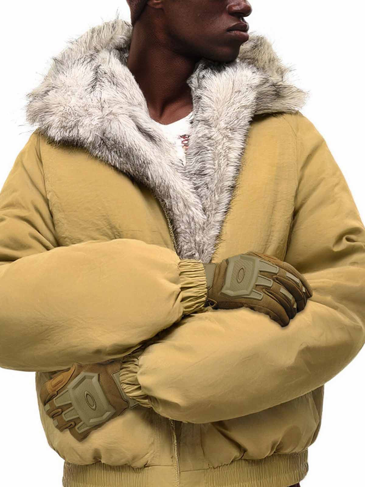 Street Faux Fur Collar Hooded Windproof Padded Jacket