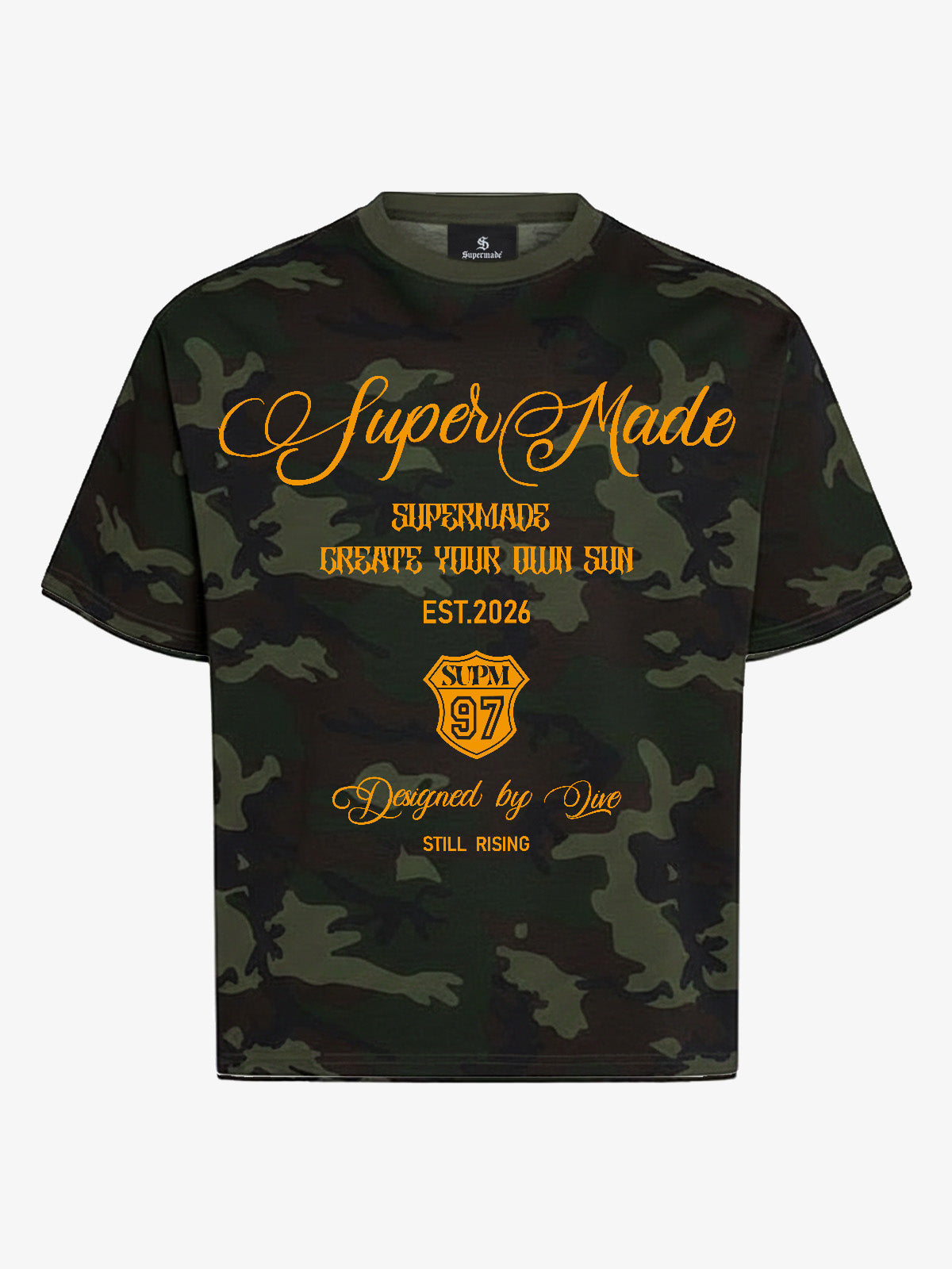 Camouflage Script Logo Graphic T-Shirt