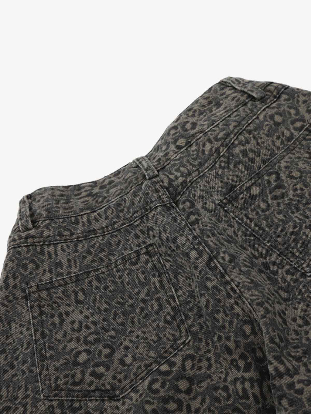 Leopard Pleated Wide Leg Denim Barrel Jeans