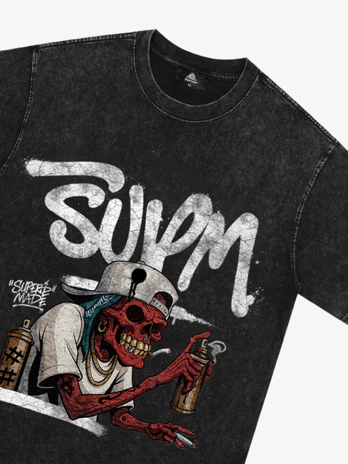 Street Trendy Skull Spray-Paint Graffiti Master T-Shirt