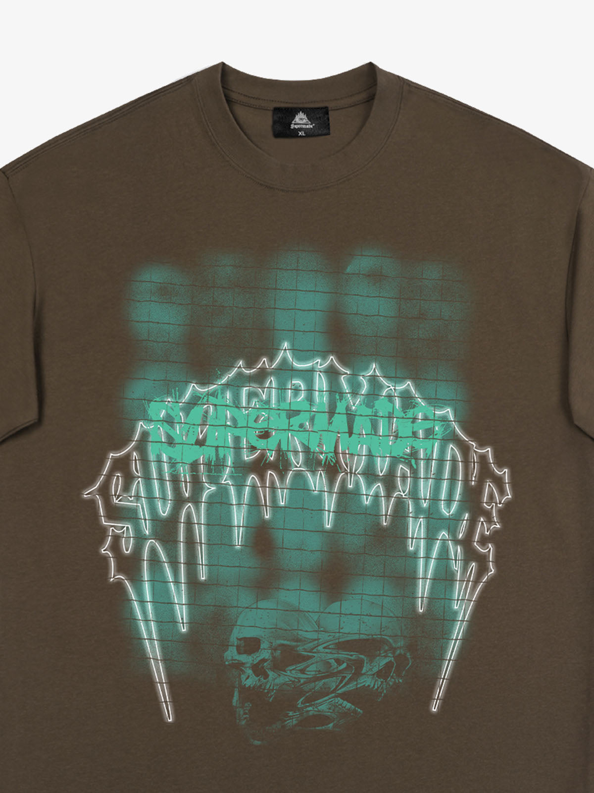 Dark Grid Skull Graphic T-Shirt