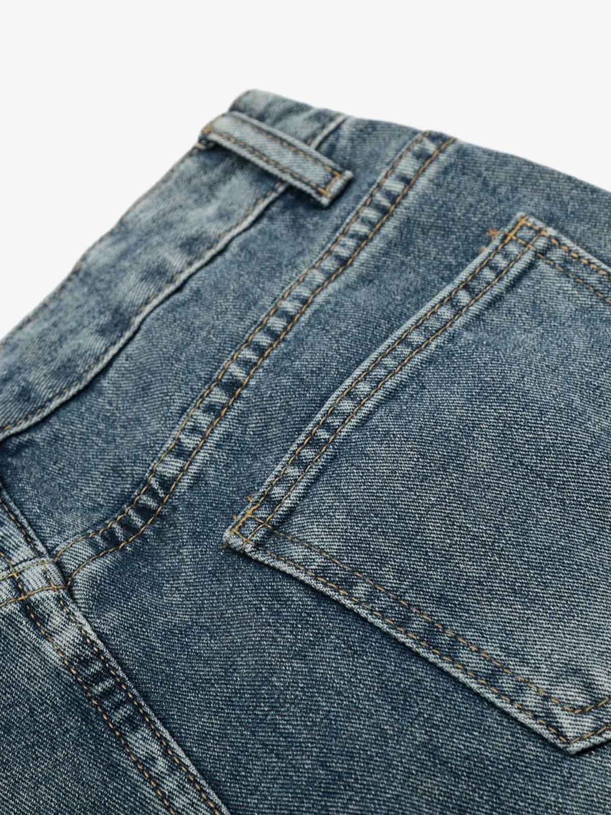 Vintage Embroidered Workwear Doll-Decorated Scimitar Jeans