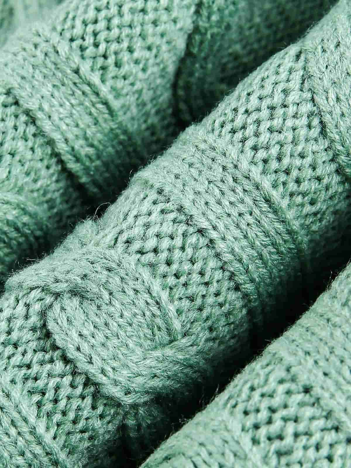 Retro Contrast Color High Neck Knitted Cardigan Sweater