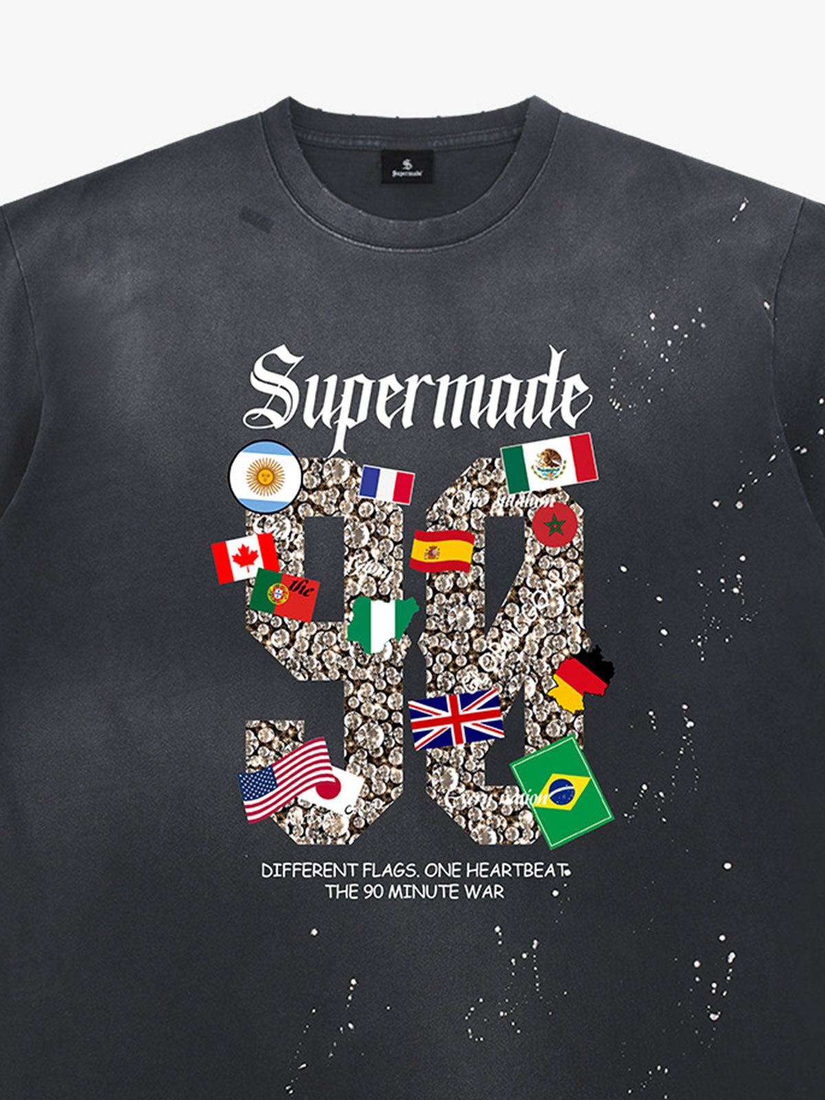 Washed 90 Flags Soccer Graphic T-Shirt