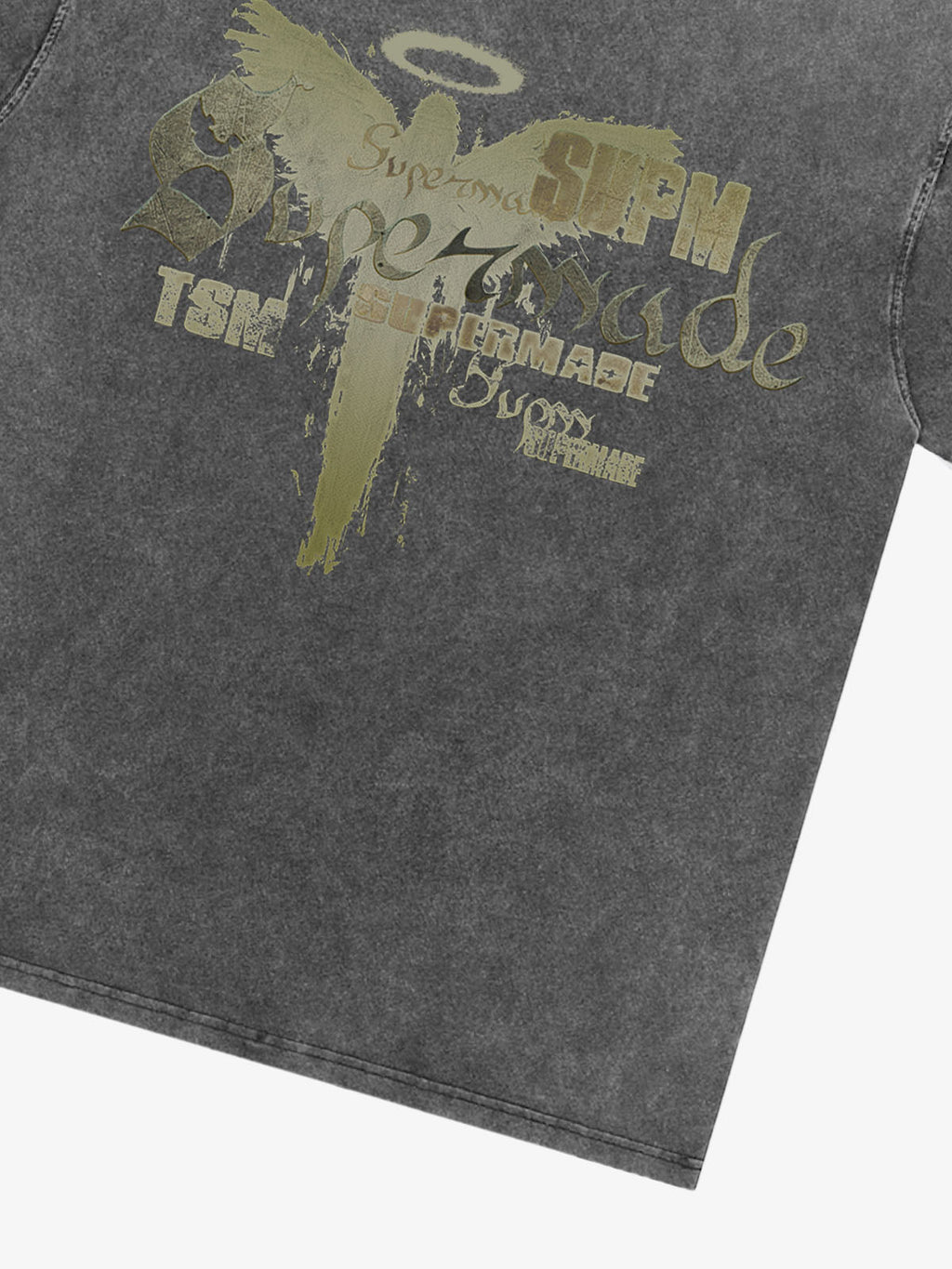 Distressed Washed Gothic Angel Graphic T-Shirt