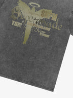 Distressed Washed Gothic Angel Graphic T-Shirt