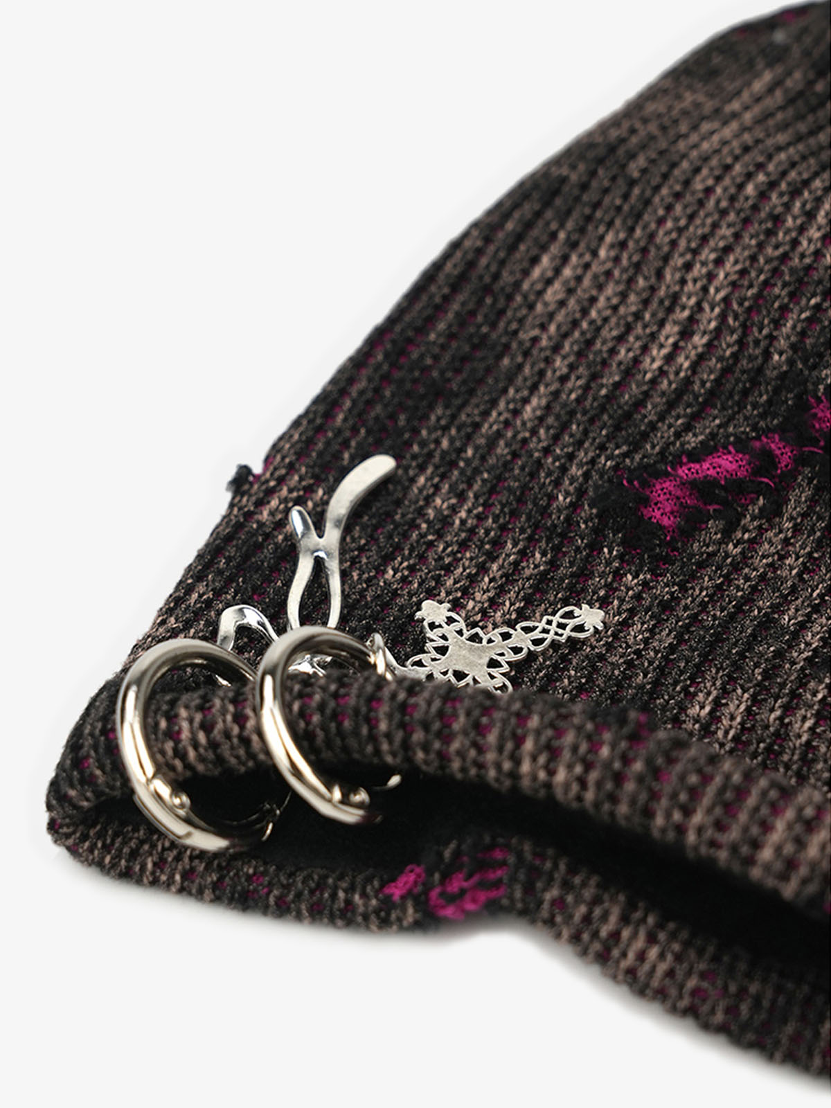 Retro Wasteland Style Distressed Knit Hanging Charm Beanie
