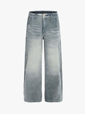 Vintage Washed Ruched Detail Utility Jeans