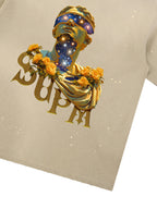 Washed Splash Ink Cosmic Statue Print Galaxy Art T-Shirt