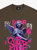 Street Pink Lucky Angel Graphic Design T-Shirt