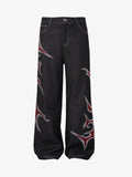 Tribal Rhinestone Graphic Wide Leg Jeans