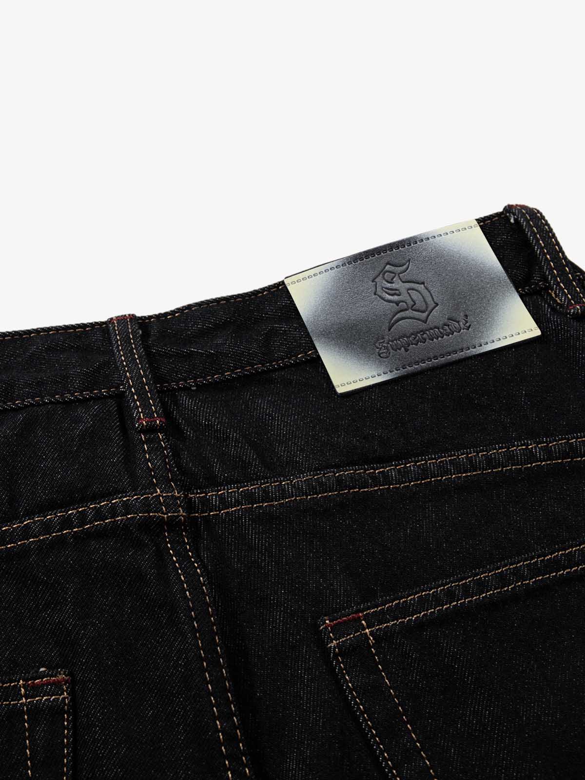 Dark Gothic Graphic Wide-Leg Jeans