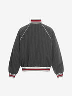 Retro Color-Blocked Striped Stand-Collar Tracksuit