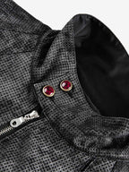 Dark Deconstructed Split Stand Collar Jacket