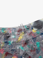 Hand-Painted Frayed Wide Leg Jeans