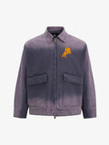 Washed Gradient Embroidered Zip Jacket