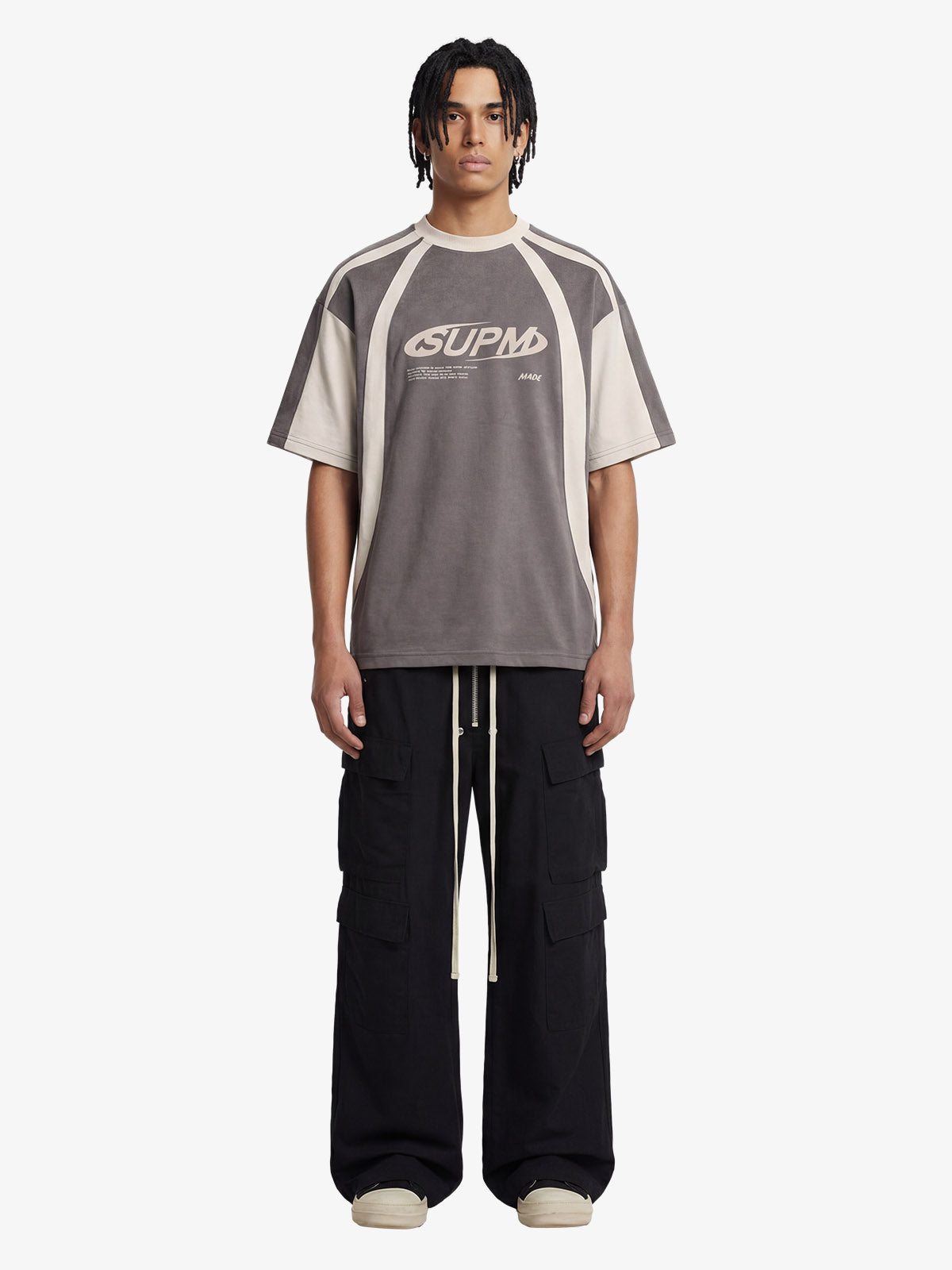 Jersey Deconstructed Contrast Color Stitching Print T-shirt - 2407