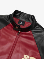 Original Contrast Color Leather Jacket - 2565