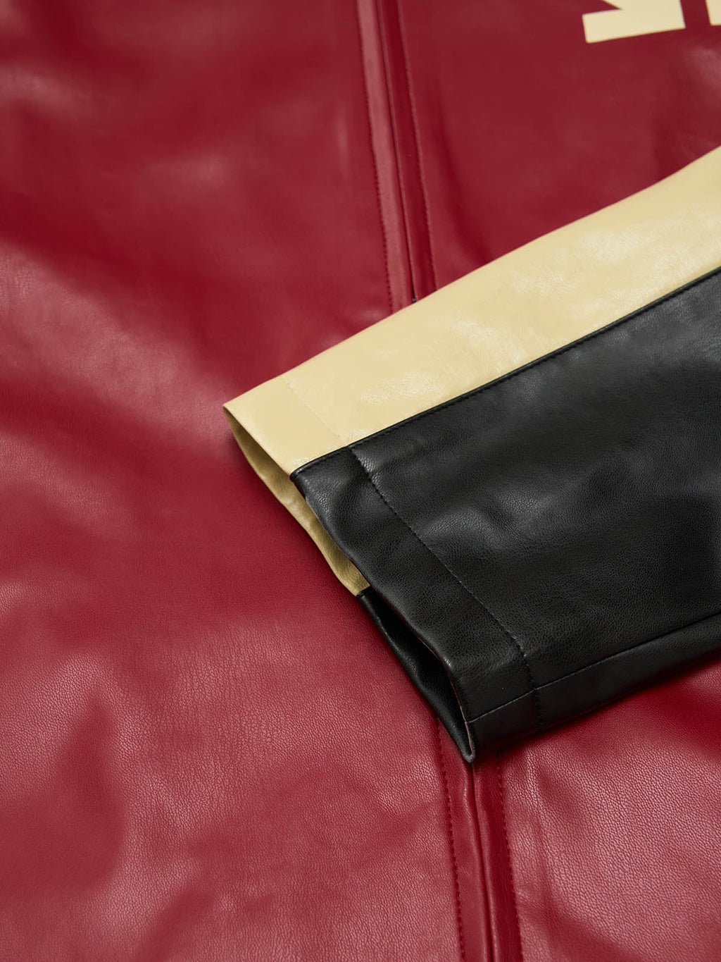 Original Contrast Color Leather Jacket - 2565