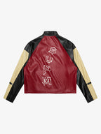 Original Contrast Color Leather Jacket - 2565