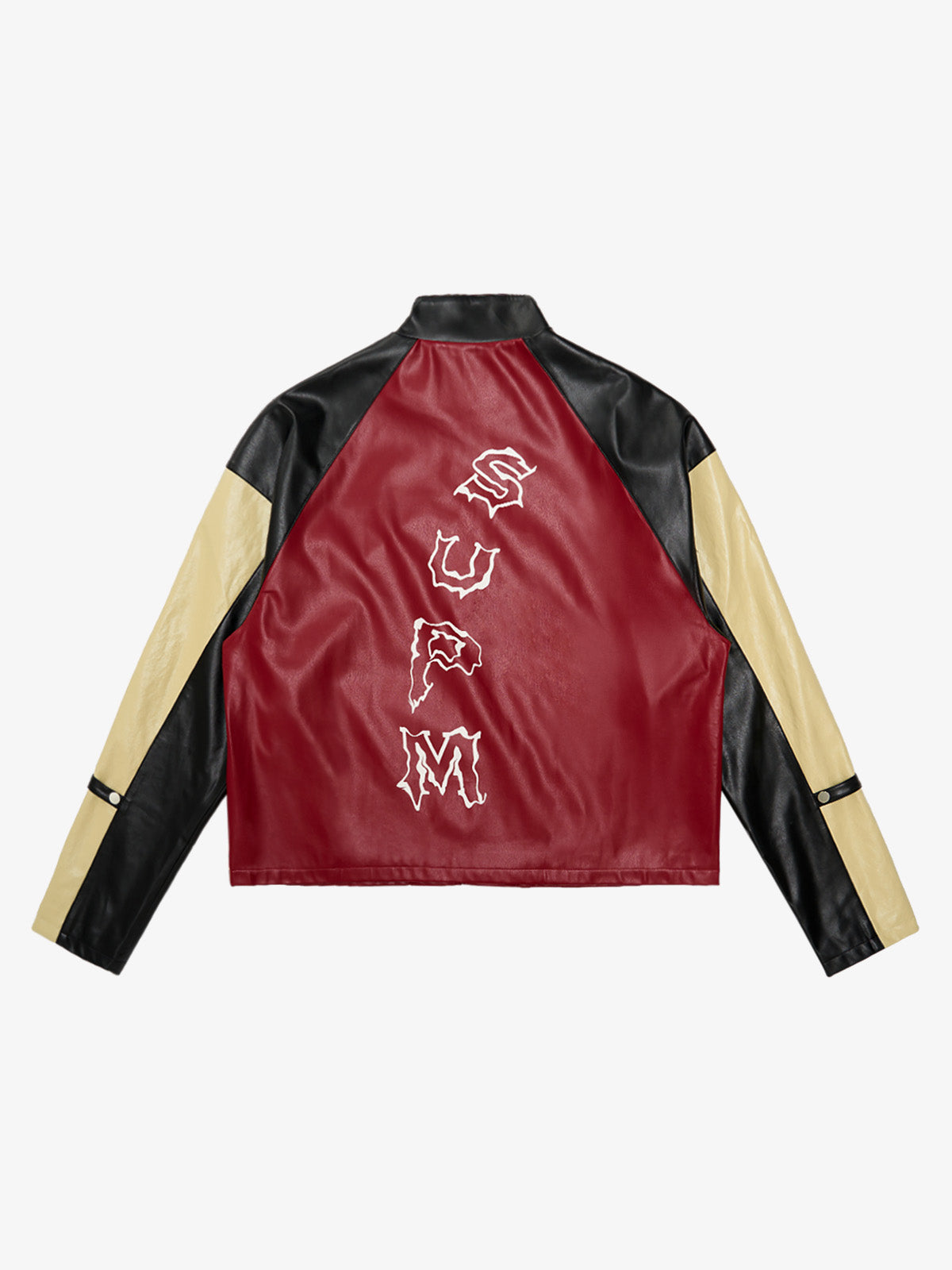 Original Contrast Color Leather Jacket - 2565