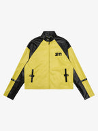 Original Contrast Color Leather Jacket - 2565