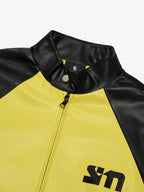 Original Contrast Color Leather Jacket - 2565