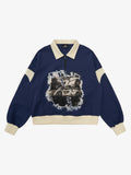 Original Racing Style Print Lapel Sweatshirt