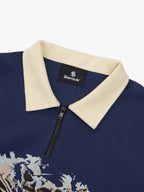 Original Racing Style Print Lapel Sweatshirt